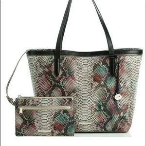 Brahmin Multicolor Snake Print Tote with Pouch